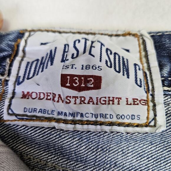 Stetson 1312 Modern Straight Leg Jean Mens 38x29 Blue Western Cowboy Embroidered - Picture 13 of 16